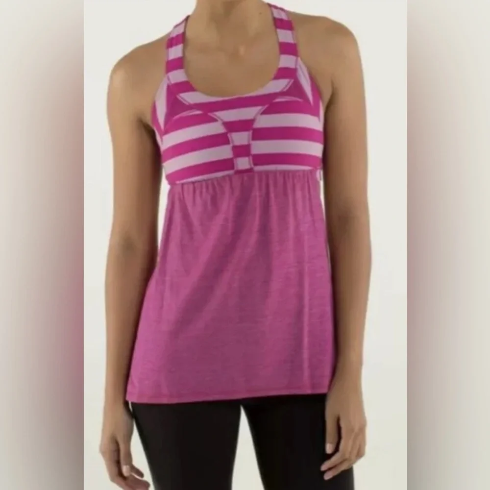 Lululemon Athletica Pink Striped Tank Top